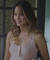 Jamie Chung Poking Through Her Shirt In Casual