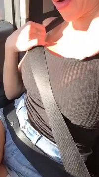 Tits Out In The Car