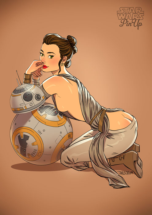 STAR WARS Pin-Up: Rey and BB-8 by Andrew Tarusov