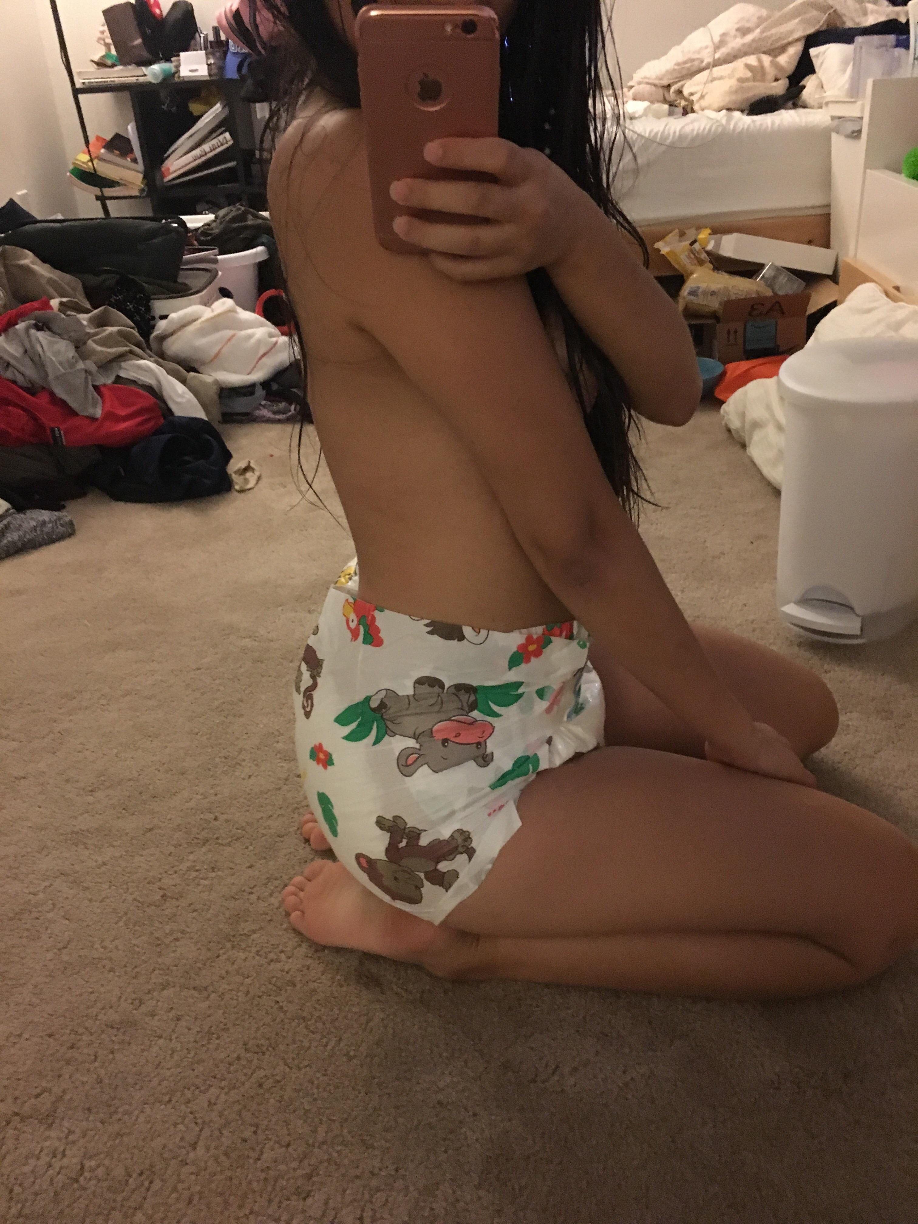 An old picture, but Daddy and I are LDR and he shipped me my favorite diapers :3 (x-posted r/littlespace)