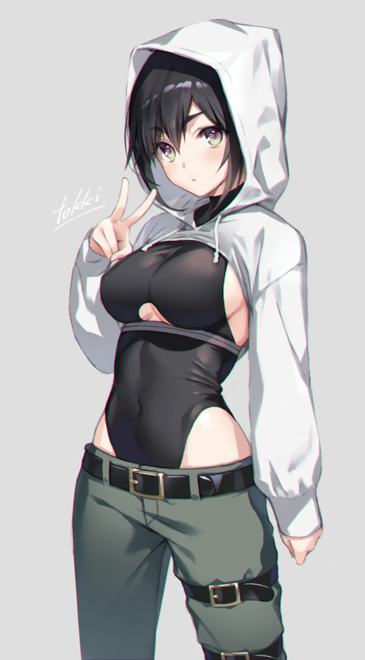 Hoodie, swimsuit and belts [Original]