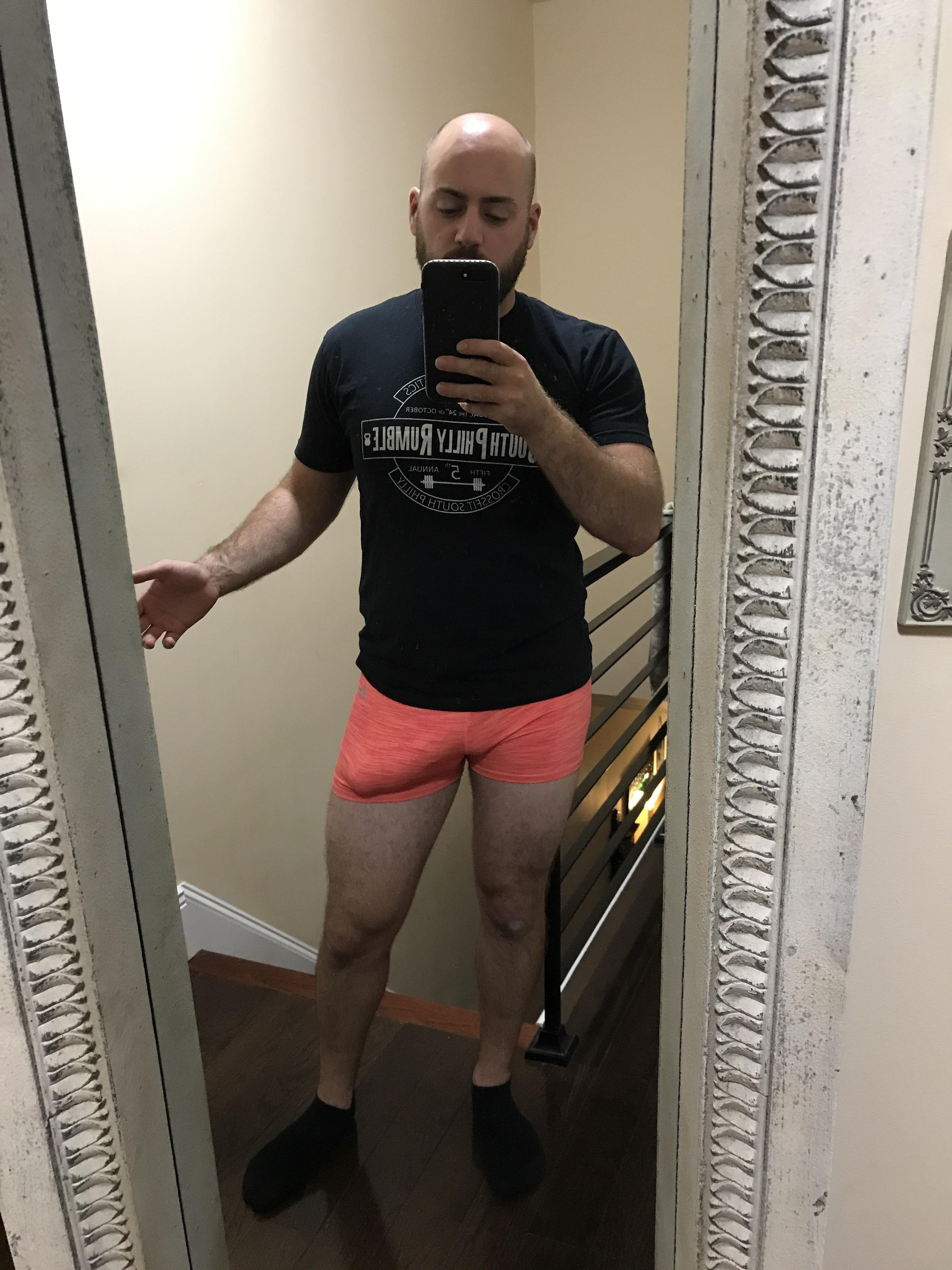 Ran out of gym shorts, had to borrow my GF's