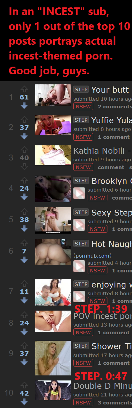 [meta] Only 1 in the top 10 posts on the front page portrays actual incest-themed porn.