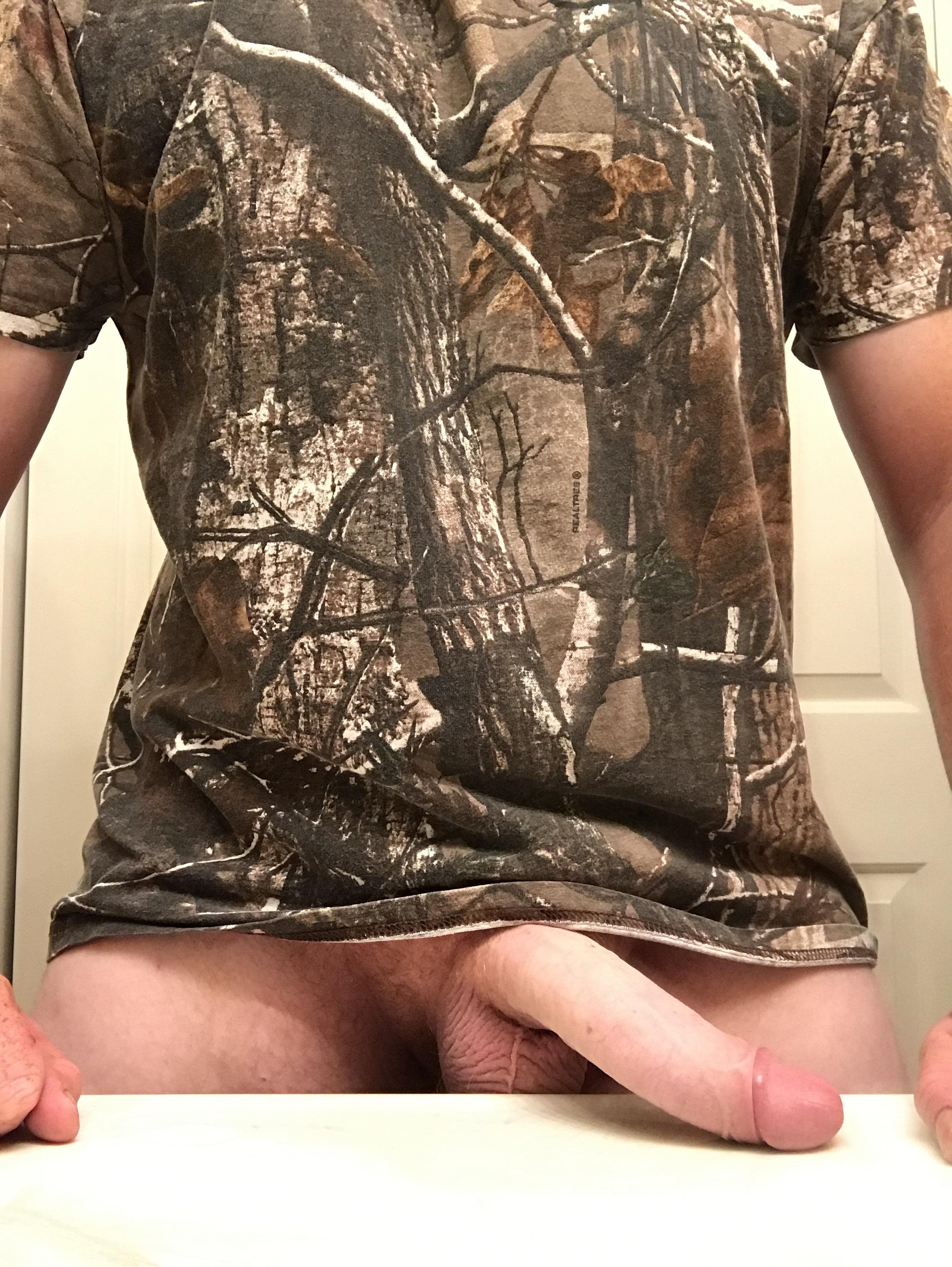 Cock and camo. Foreskin back.