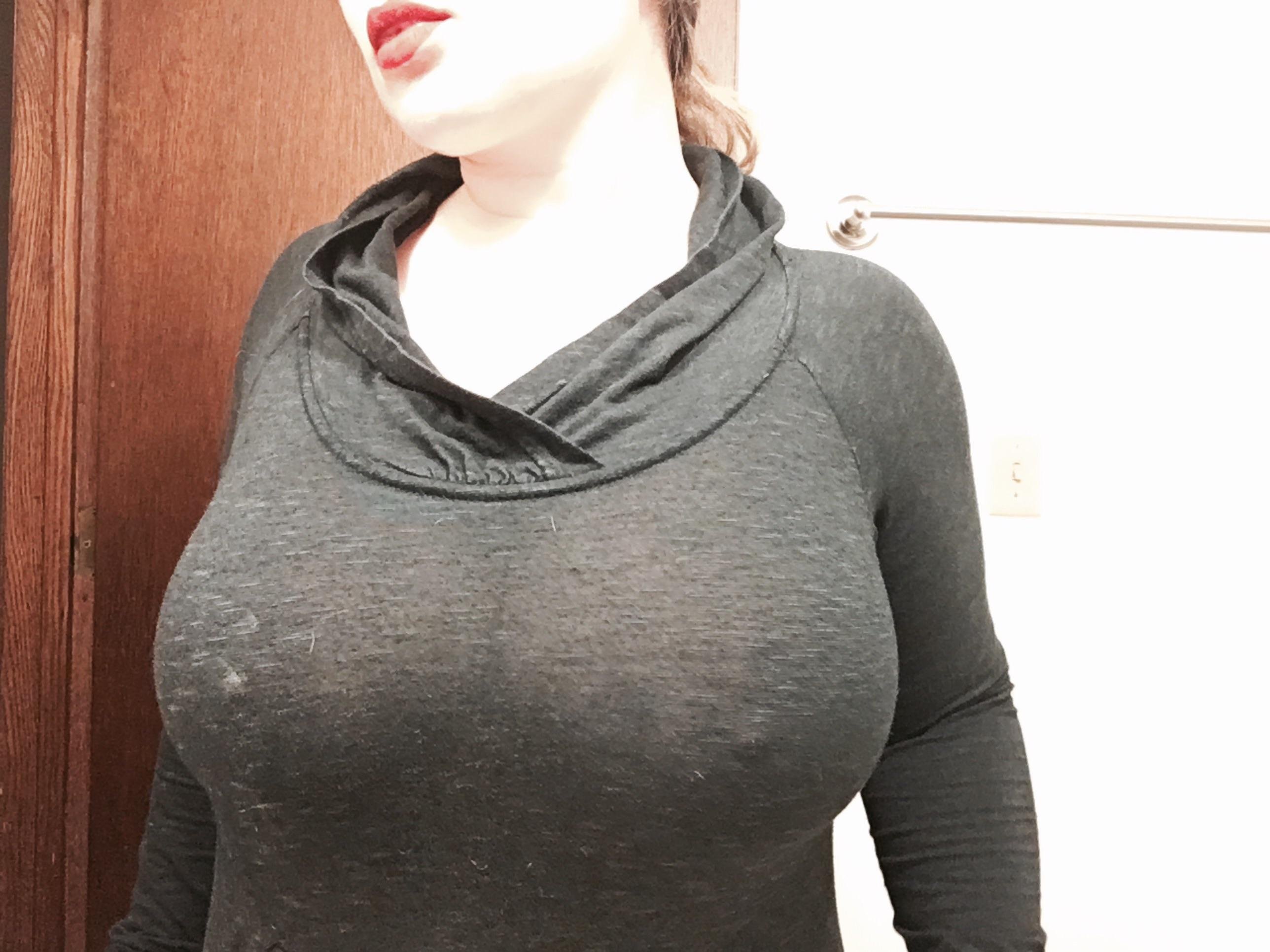 Hummm...I think I can get away without wearing a bra with this shirt.