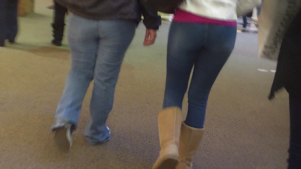 Smooth sexy teen ass & butt in tight blue jeans