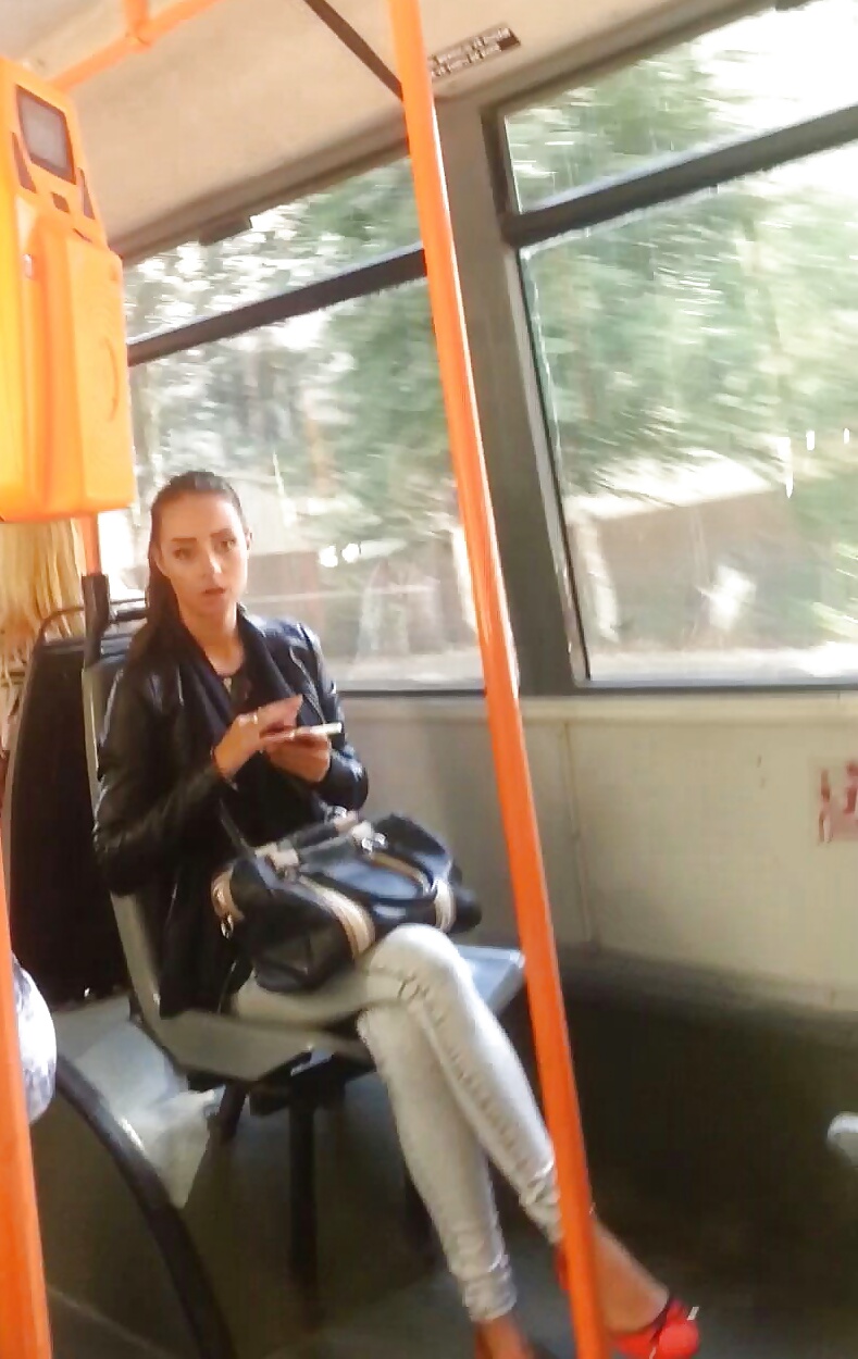 Spy sexy teens in bus romanian