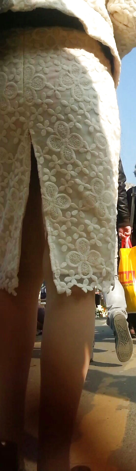 Spy sexy mature skirt and nylon romanian