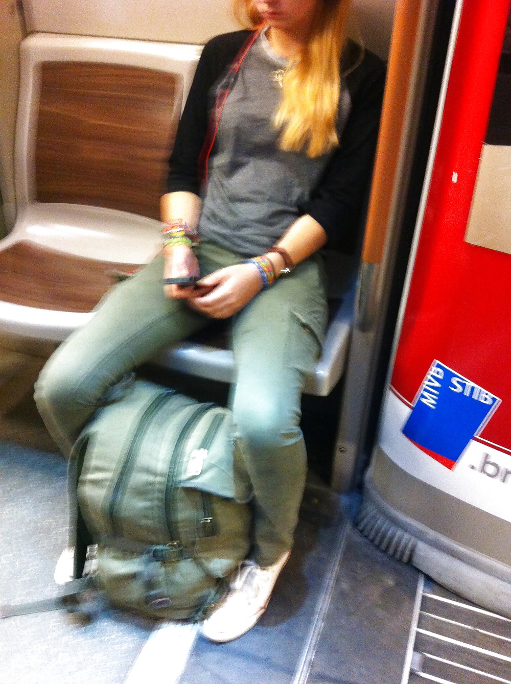 Hot blonde girl in the metro