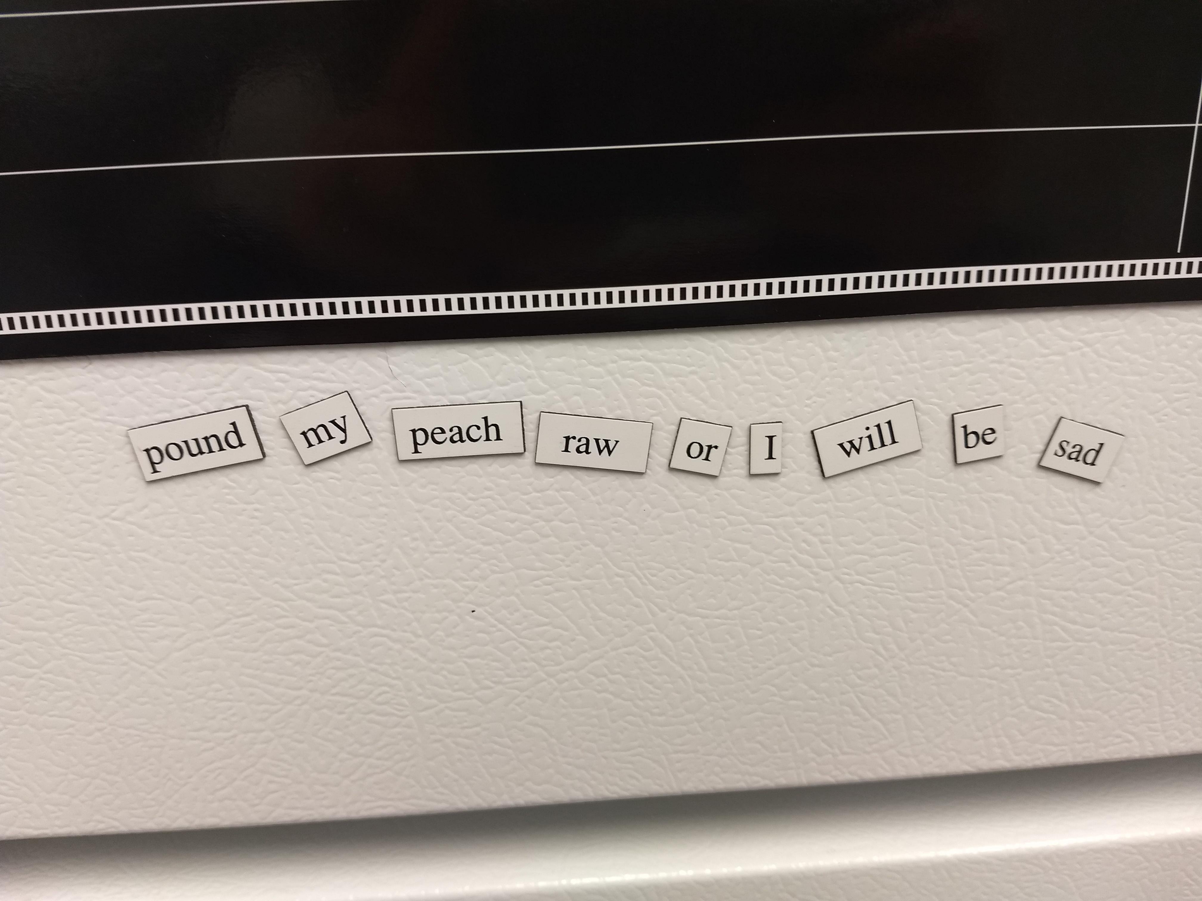 leaving messages for daddy with the fridge magnets 