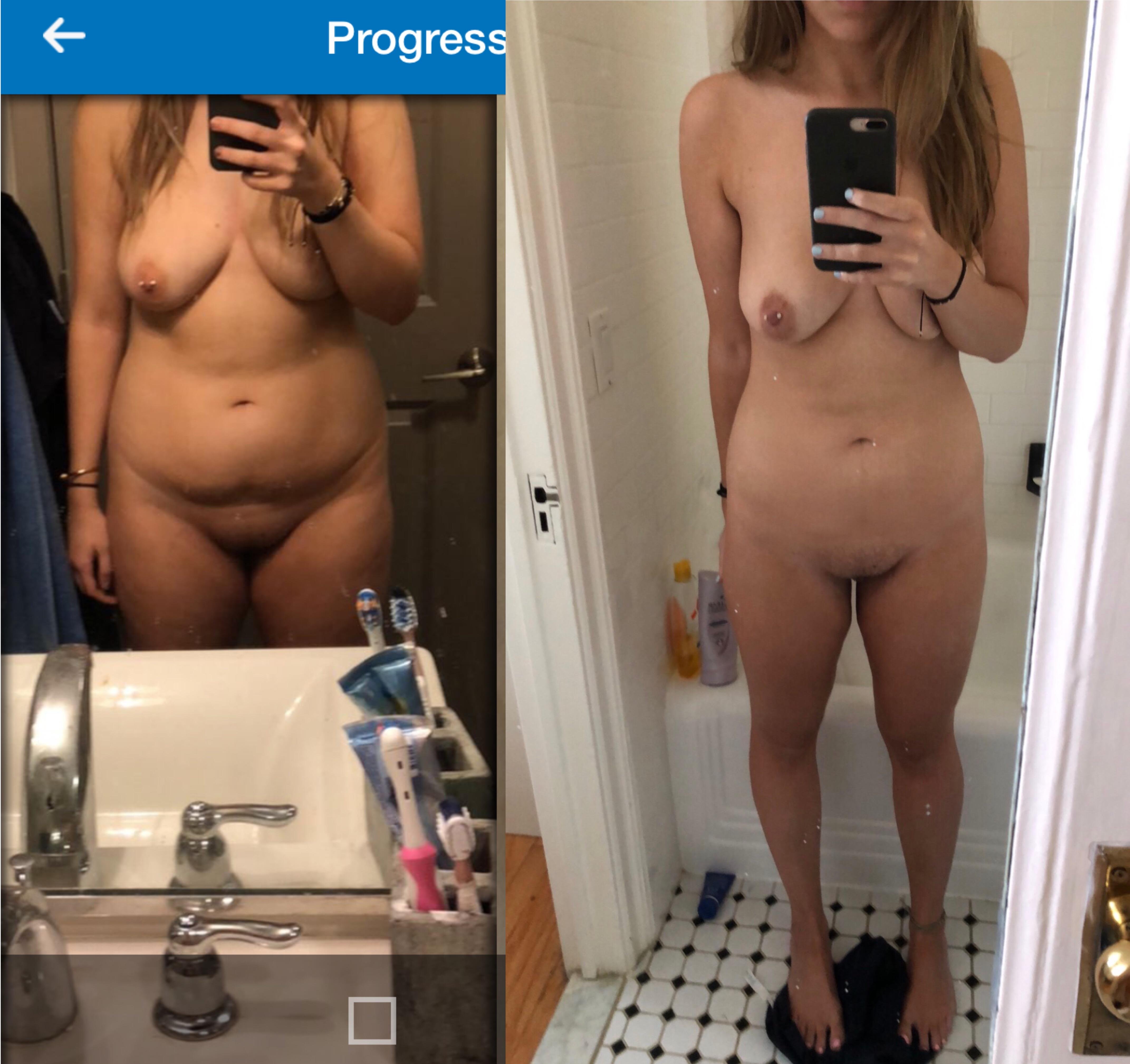 F/22/5’9 UPDATE! 6 months (200&gt;150, first photo was taken at 180) finally broke through my 1 month plateau into the 140s (before I ate breakfast lol)