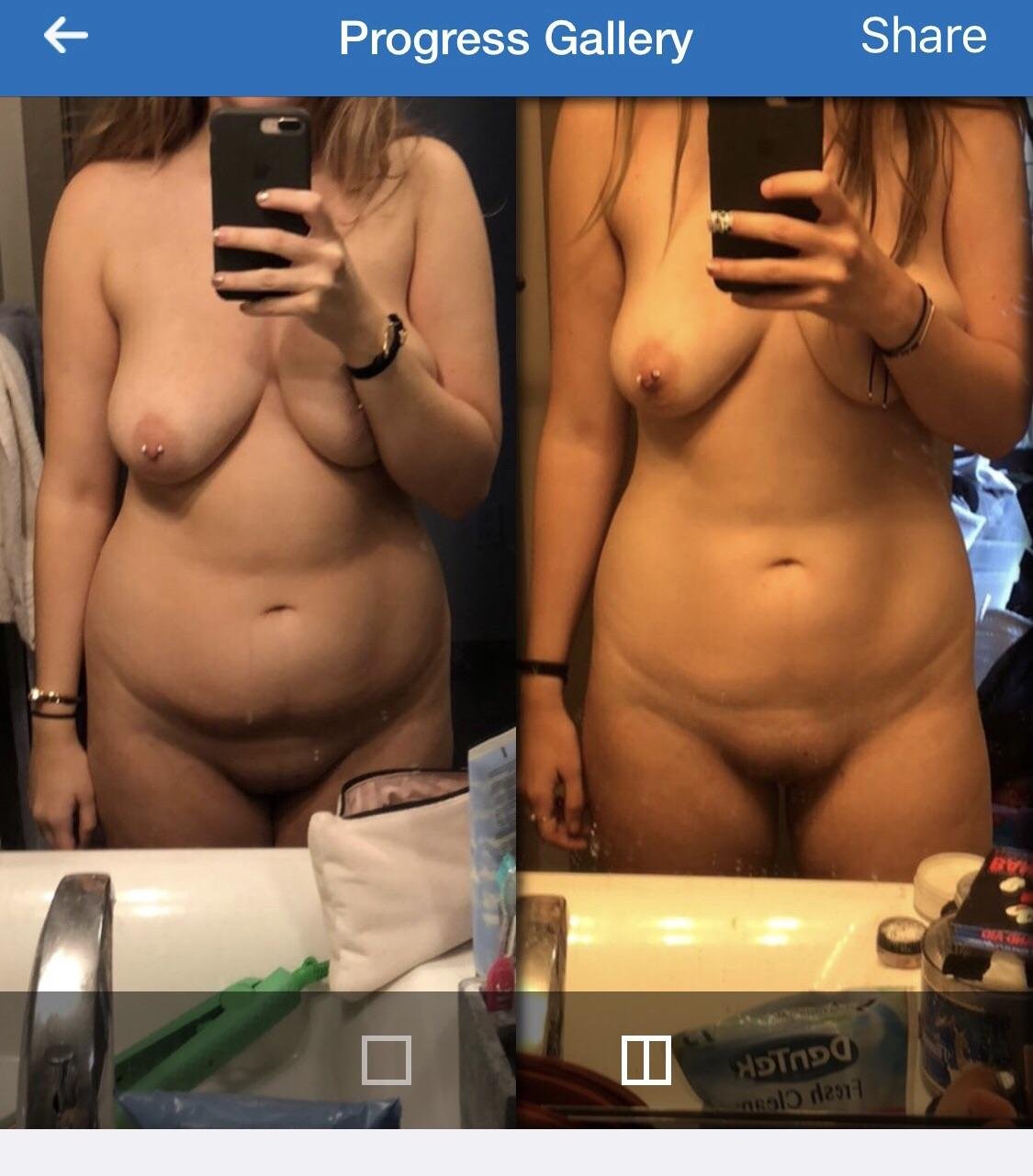 F/22/5’9 (186&gt;165) 2 months. Feel fatter than ever but this photo shows a true diff. Now about the loose skin on my tummy :(