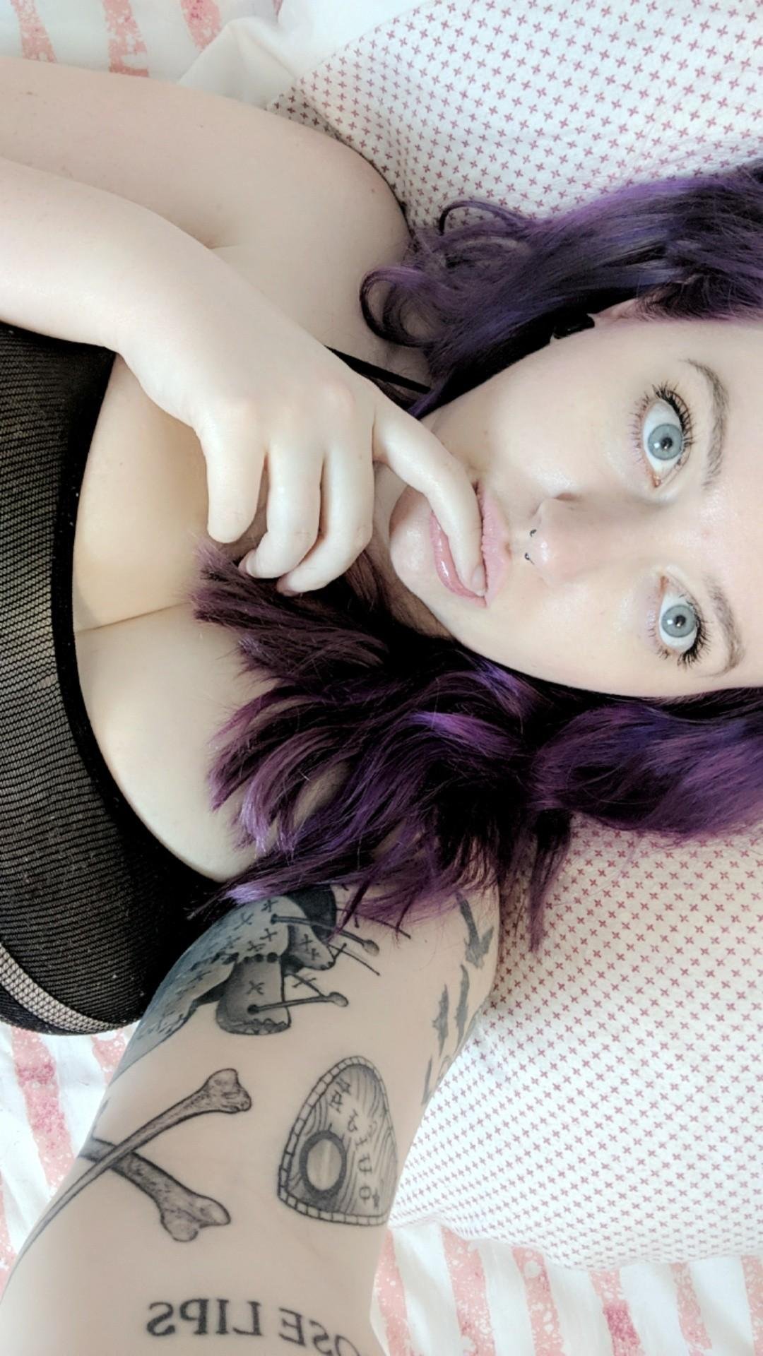 Thought I'd show off my purple locks and a slight glimpse of nip.