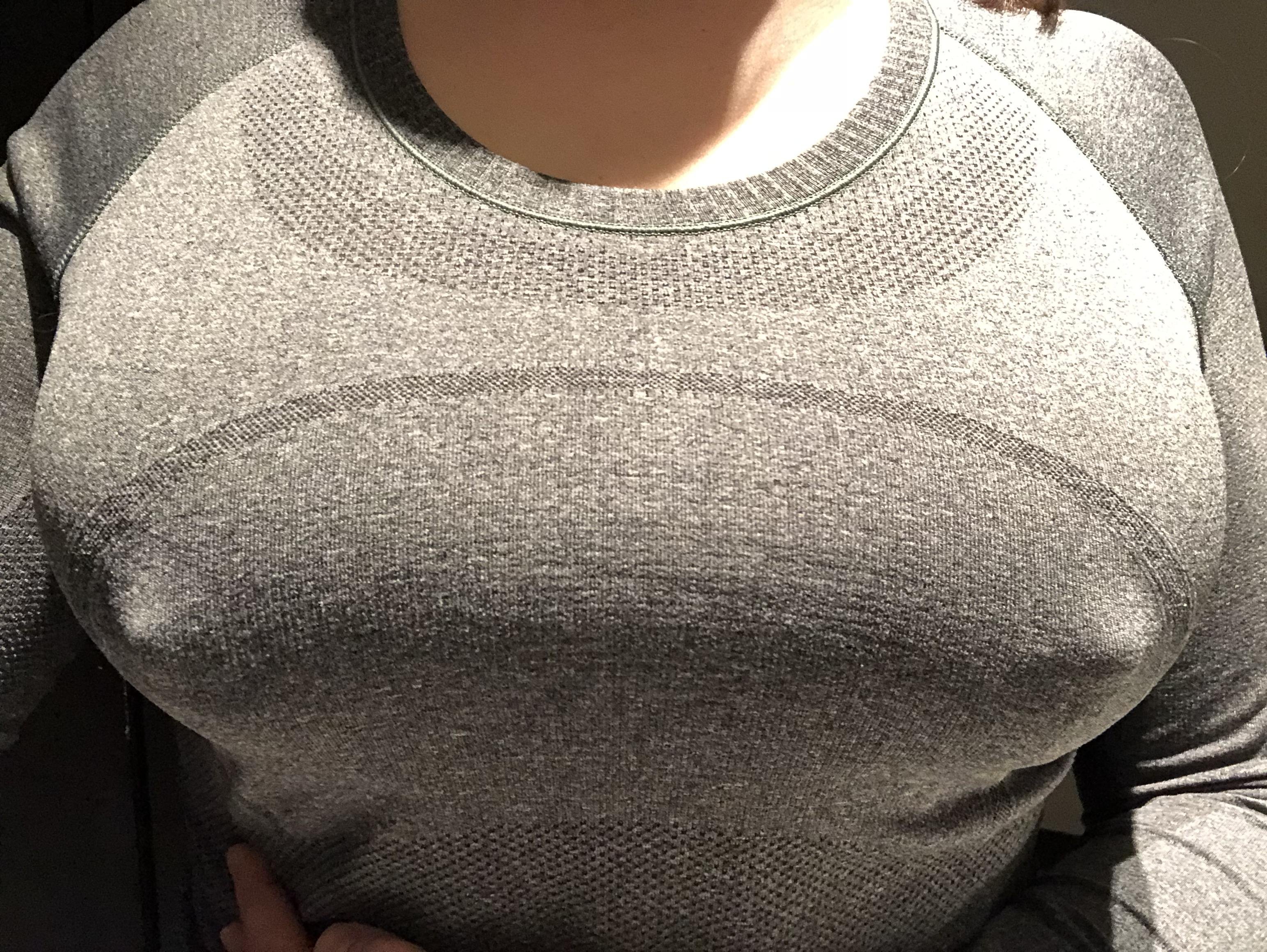 This is how hard/big my teats get before they’ve even been suctioned. This is without a bra. Just the shirt covering them.