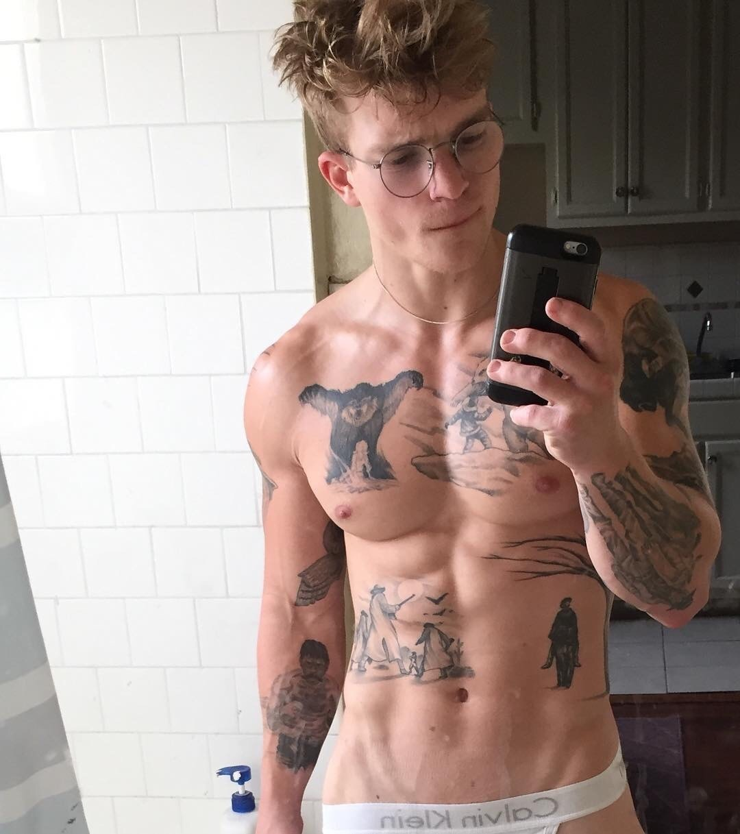 His Rustic tatts seem to tell a story. [Please HELP! with iD]