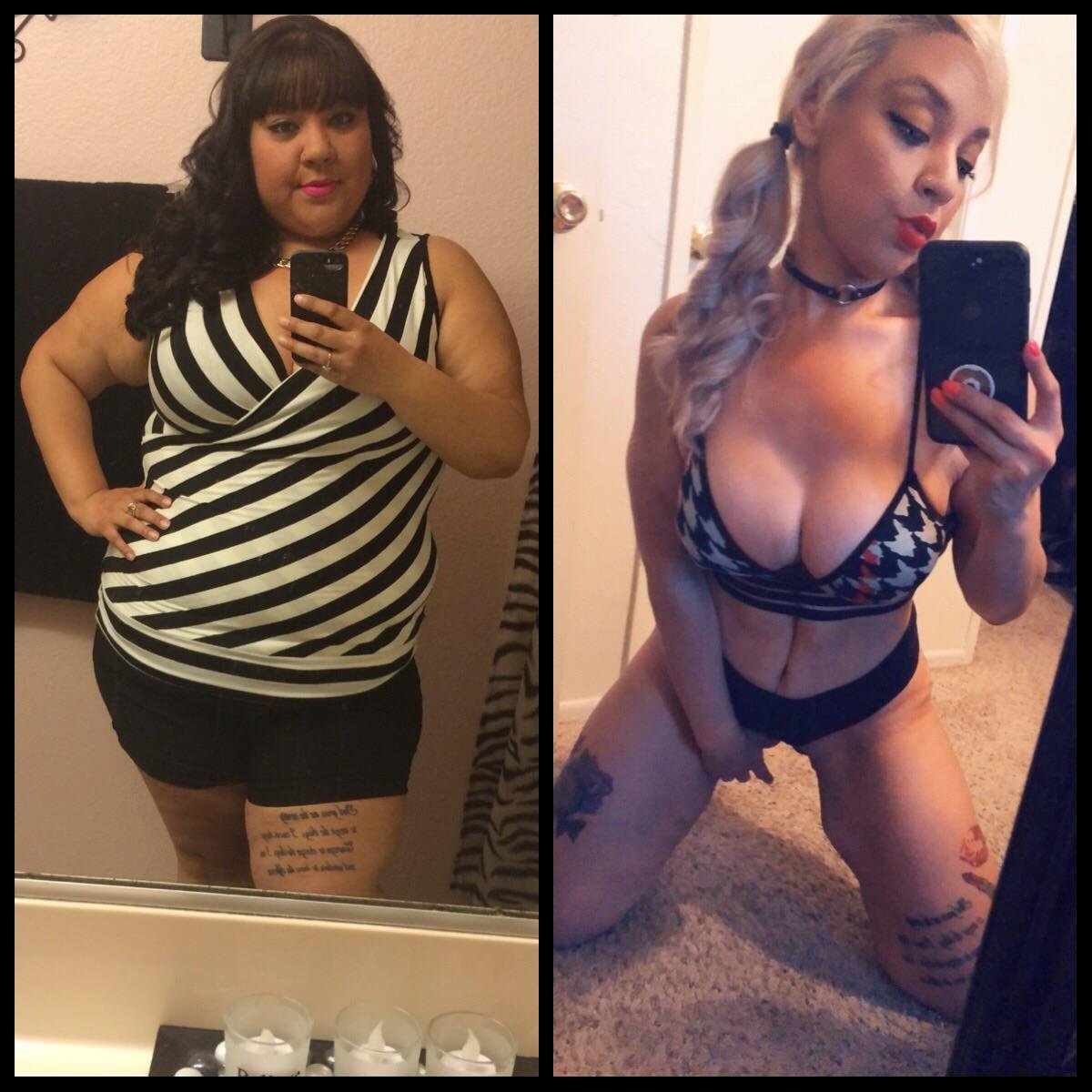 Black to blonde hair, fat to fuckdoll
