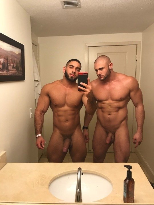 Bathroom bros selfie