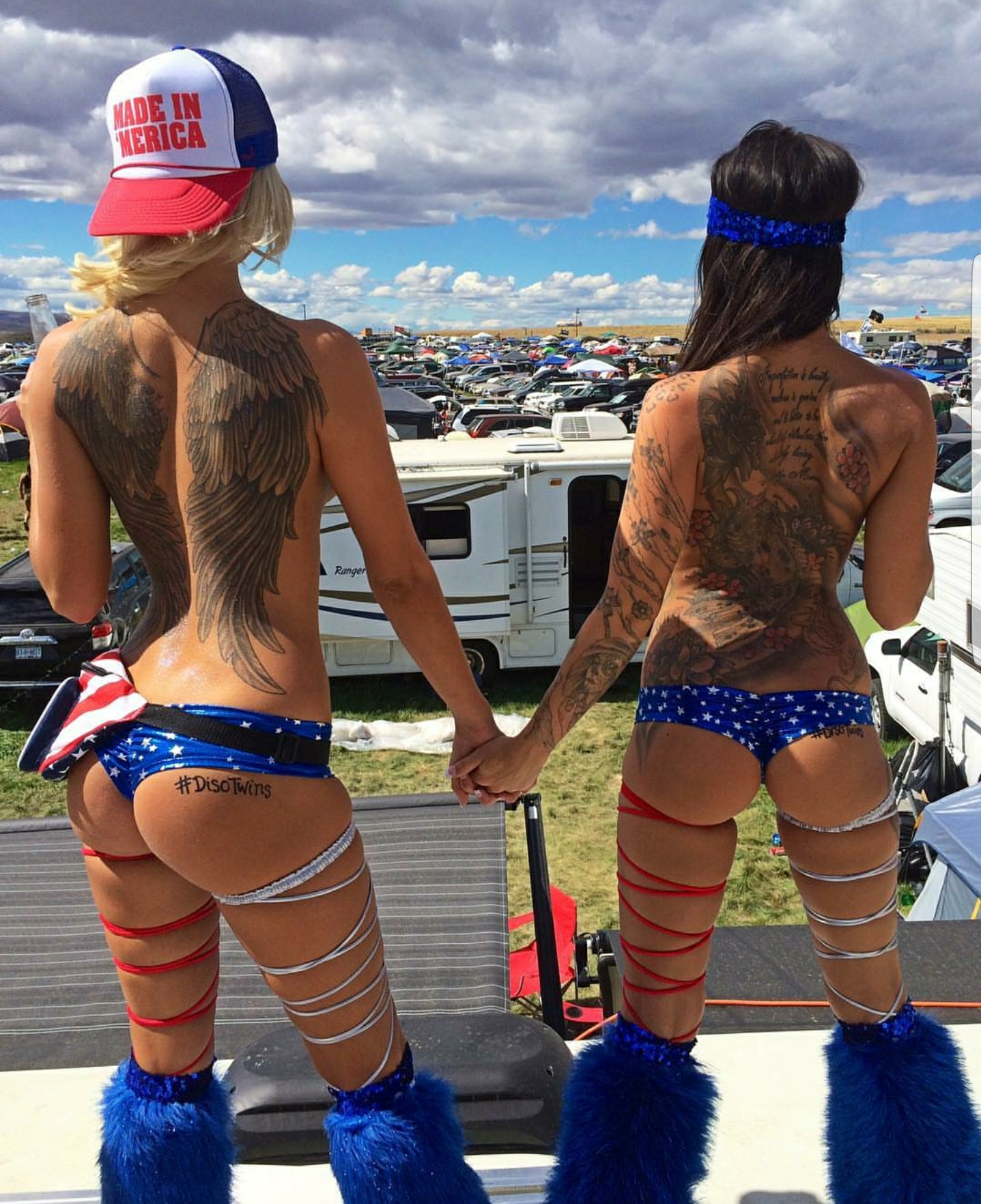 Hand in hand - red, white, & blue