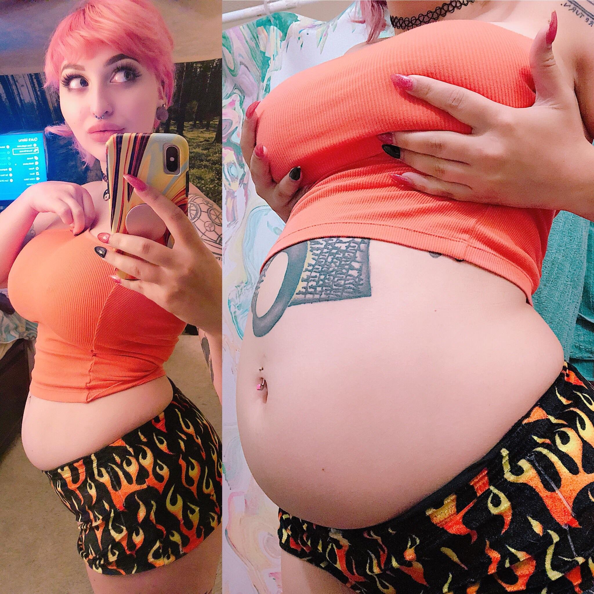 before/after a huge belly filling bloat 