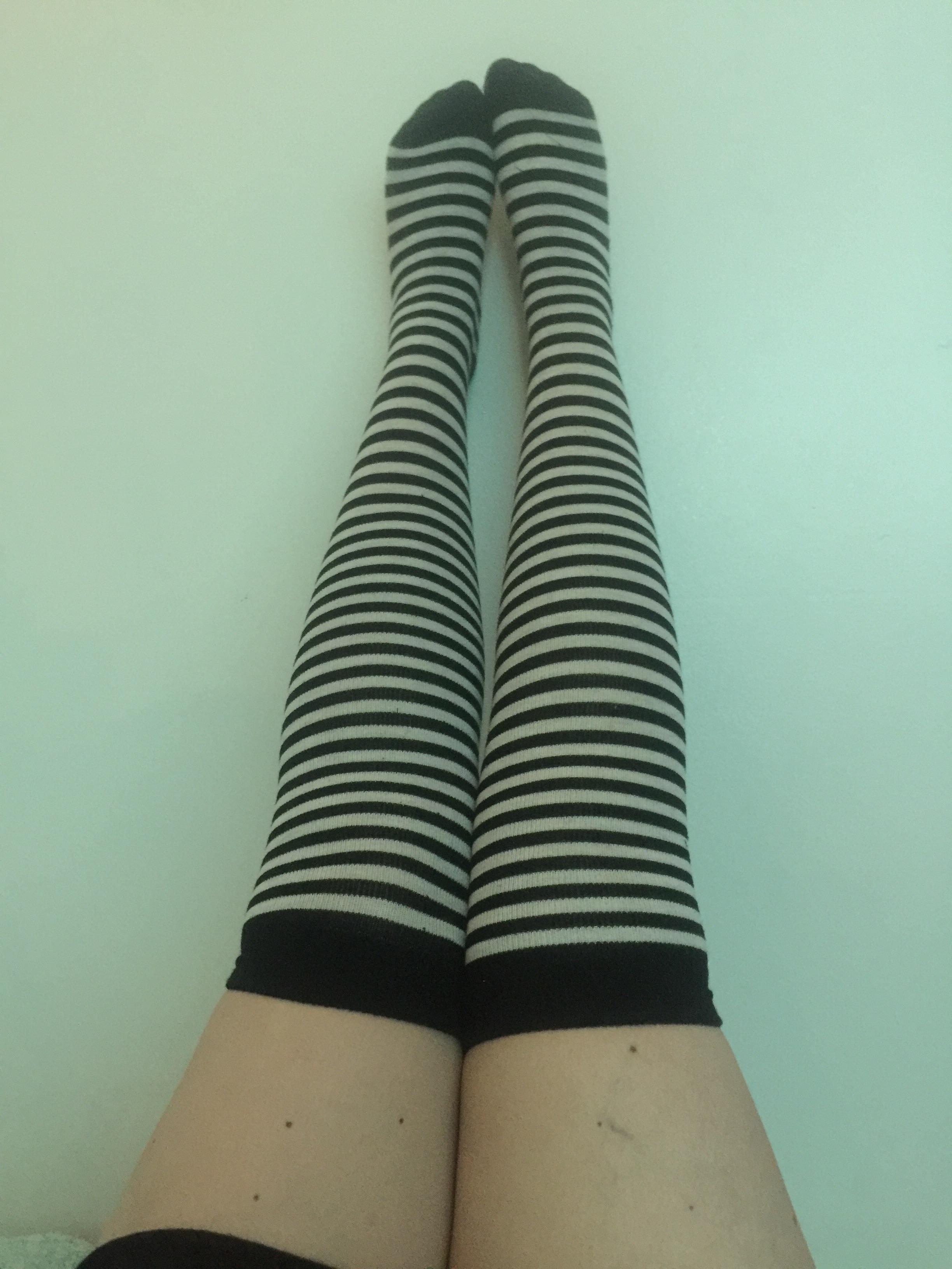 Recently reached my weight loss goal of being able to wear over the knee socks. Feels cute.