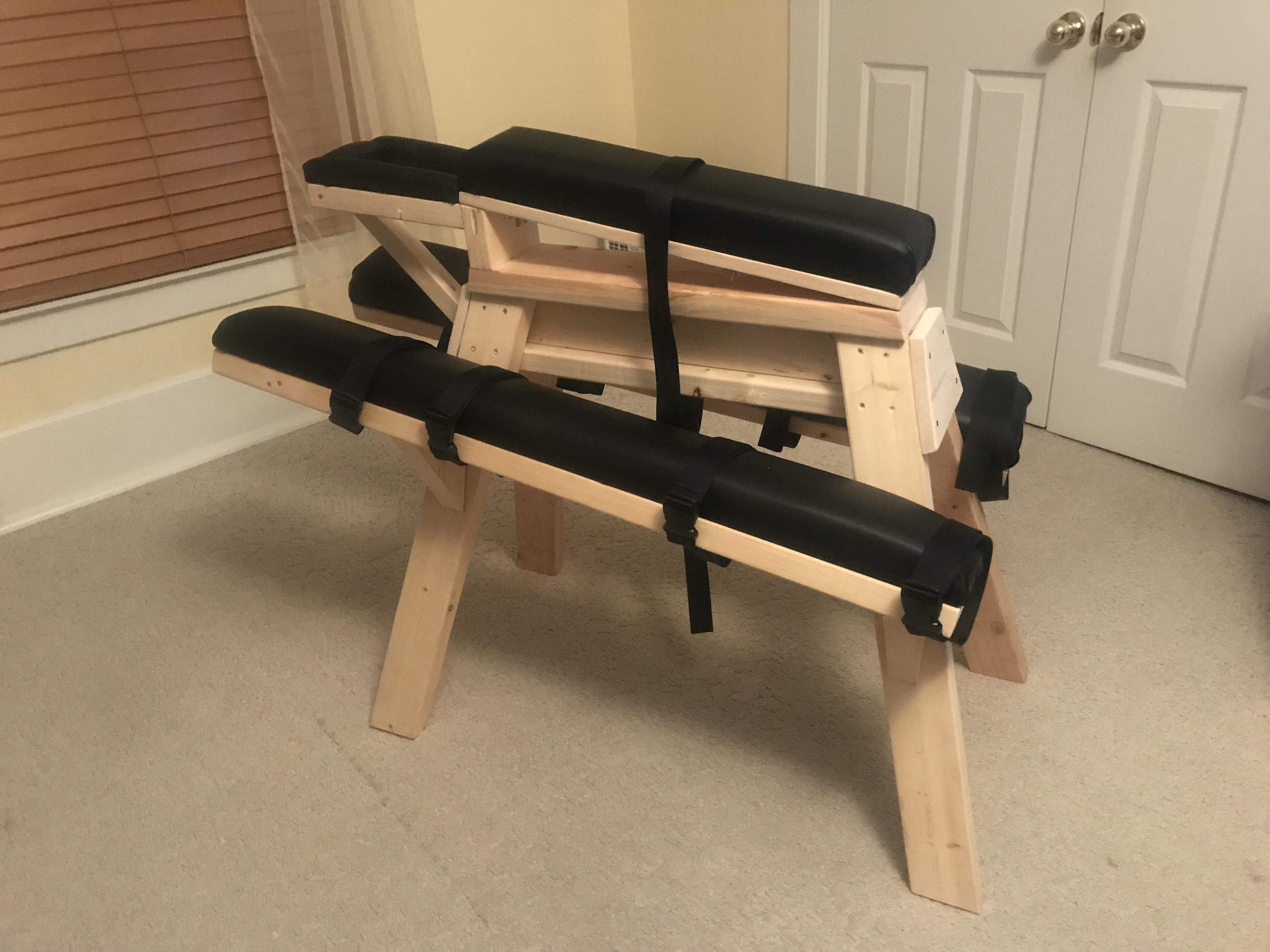 First time poster, long time follower. Not quite the versa horse but.... Our homemade spanking bench