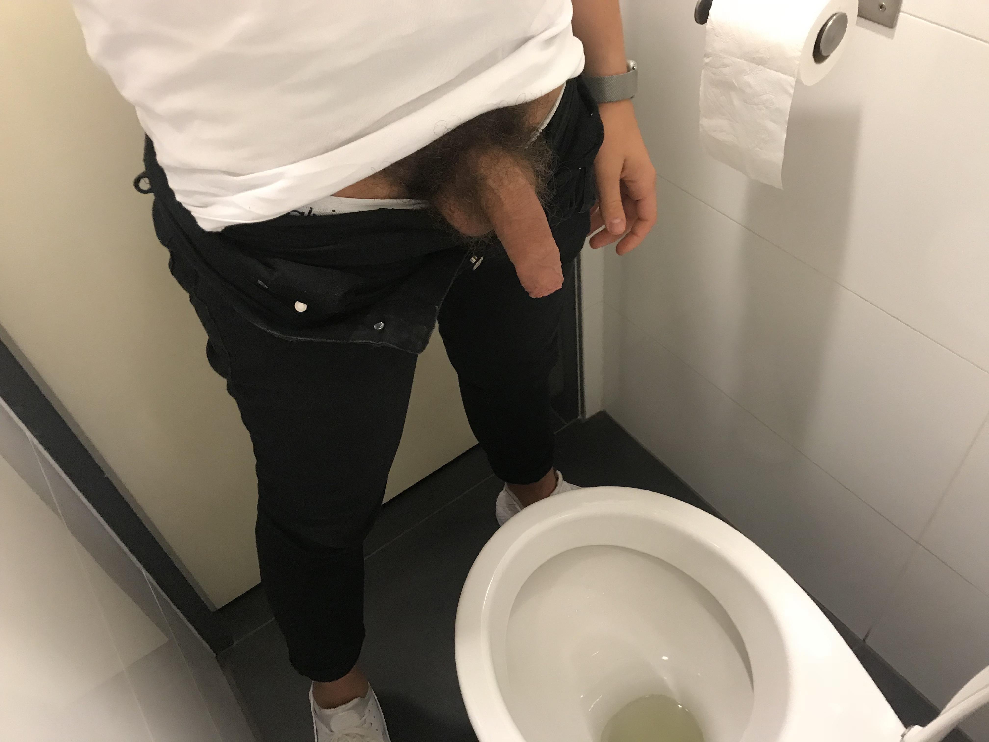 At work, who wants my fresh piss and cum?
