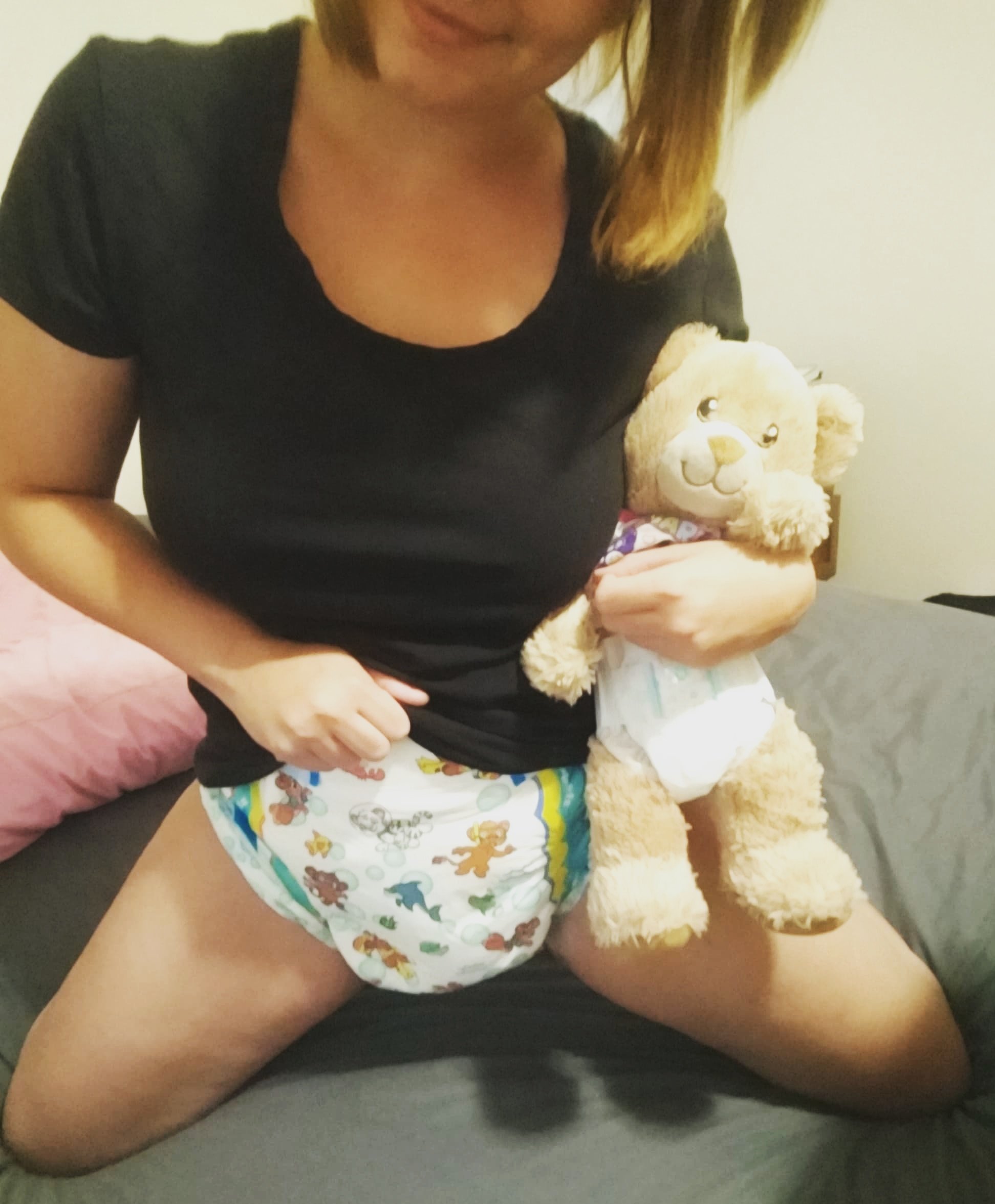 They had plastic doll diapers at Wal-Mart so Bean and I decided to match! 