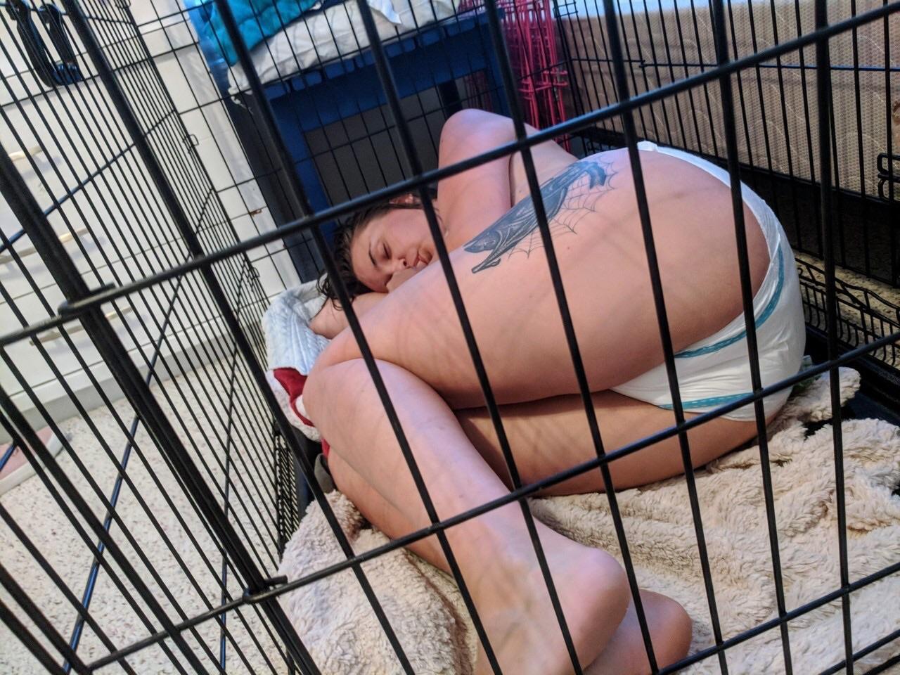 Caged and diapered