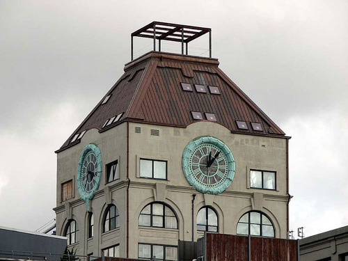 Old clock tower that has been converted into a penthouse apartment.