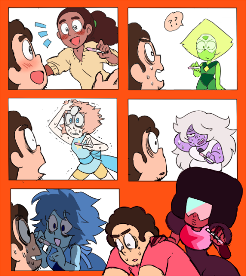 would love to see reactions of all the gems being impregnated by steven, wonder what steven's reaction would be. Faint?
