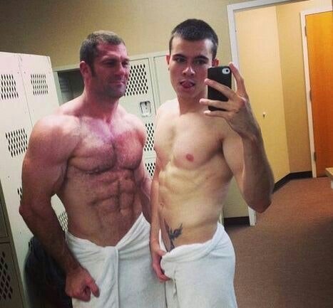 Daddy and son at the gym..