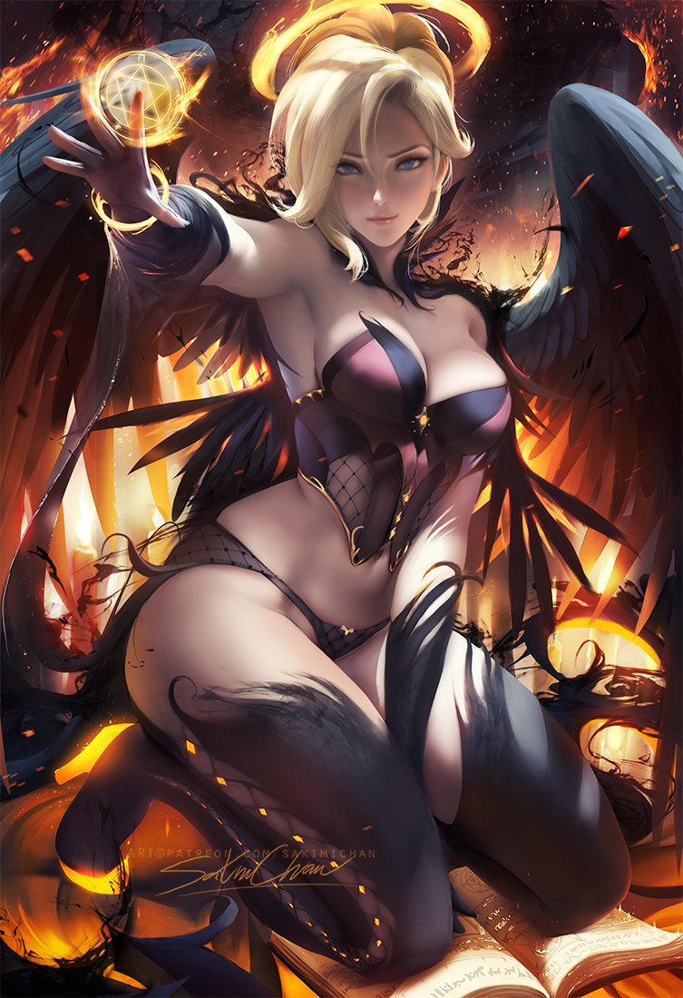 Halloween Dark Angel Mercy by sakimichan