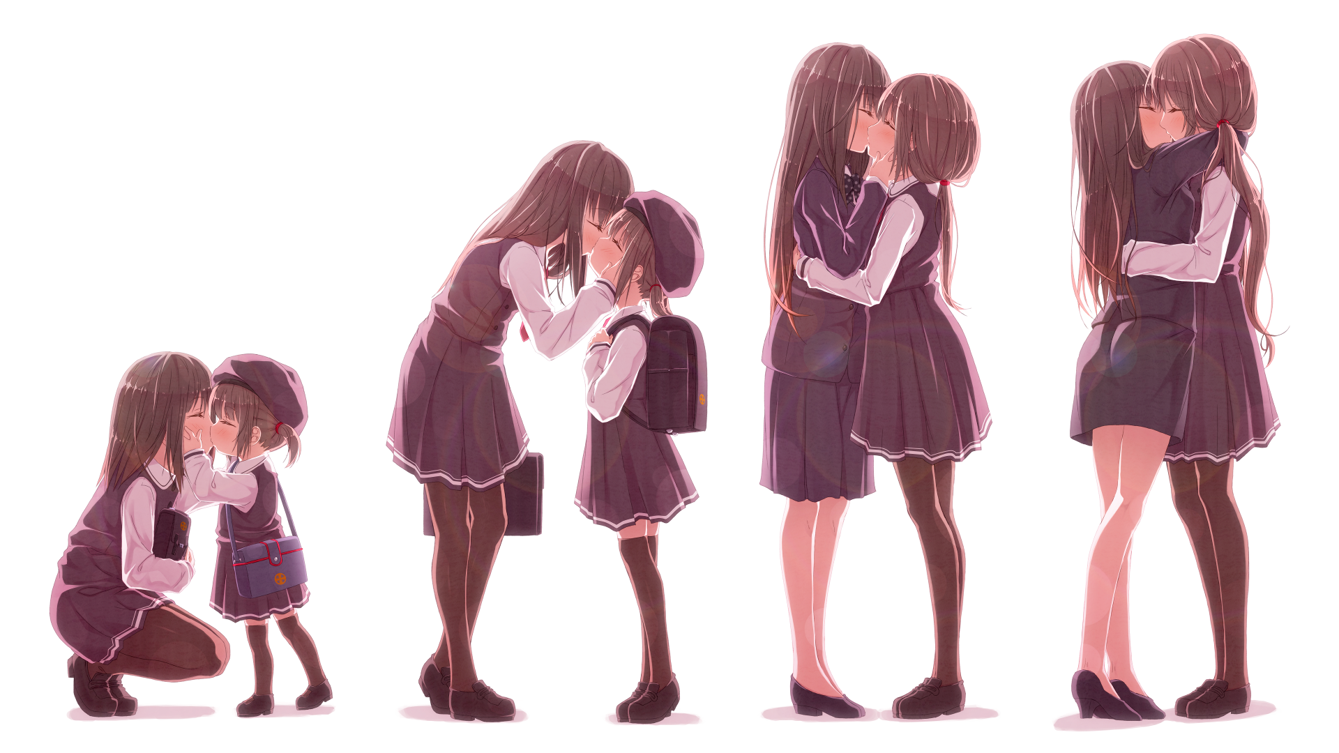 Age difference yuri kissing, growing up [Original]
