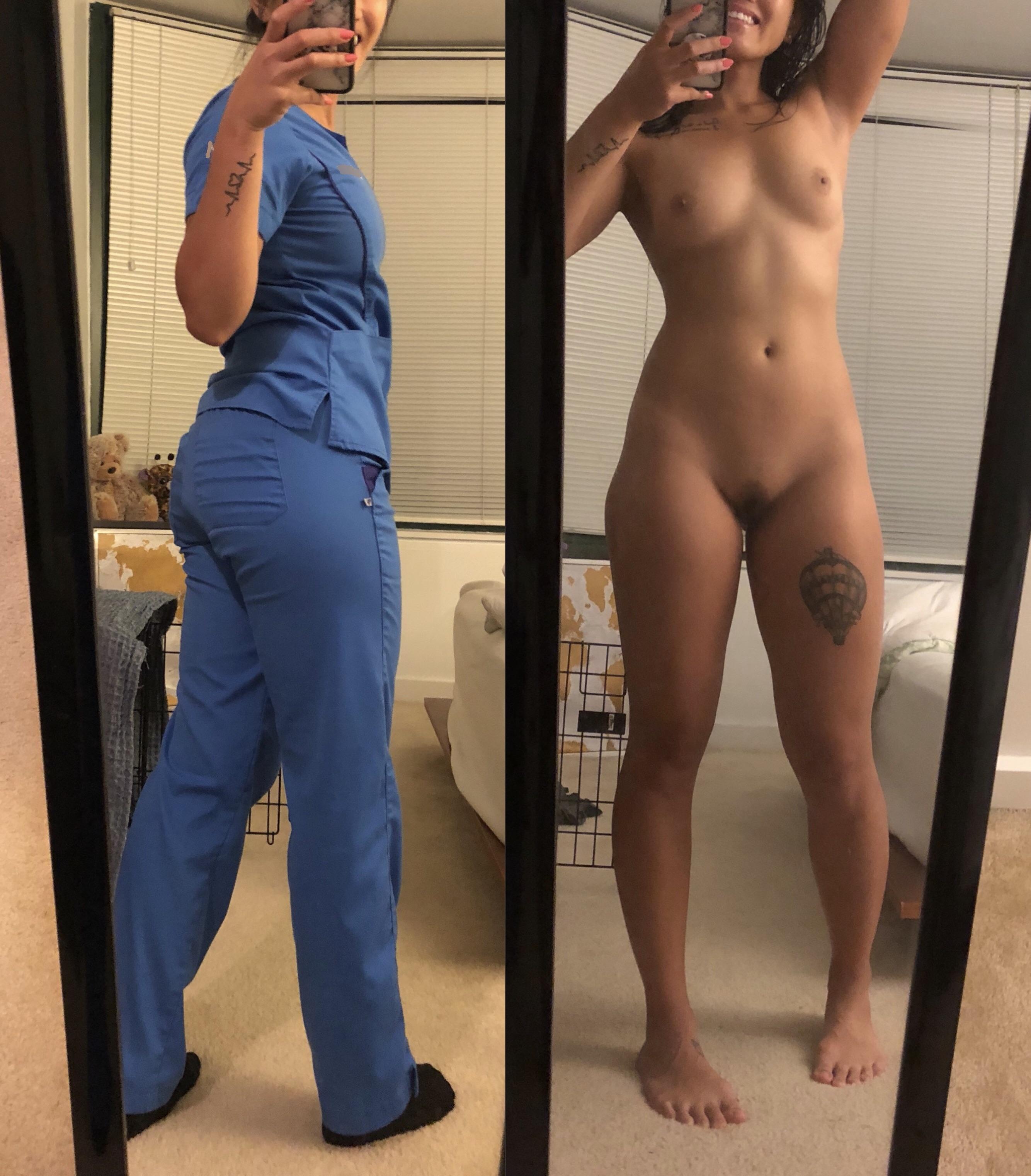 Love taking my scrubs off after a long shift