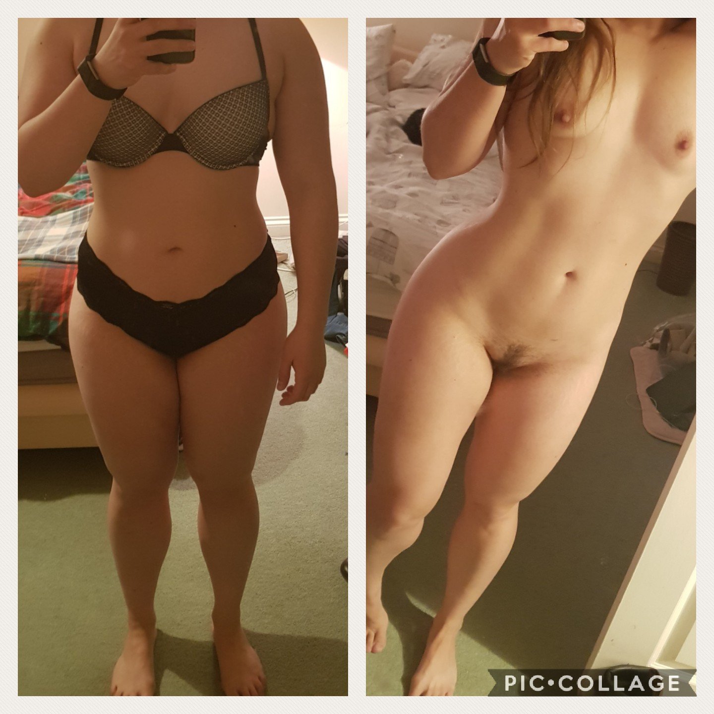 30/F/5ft3/167lbs to 154lbs. I've posted a few pictures recently of my progress, this is the difference since march this year. It's easy to think I'm not progressing, then I look at this and realise it's a slow process that takes dedication.