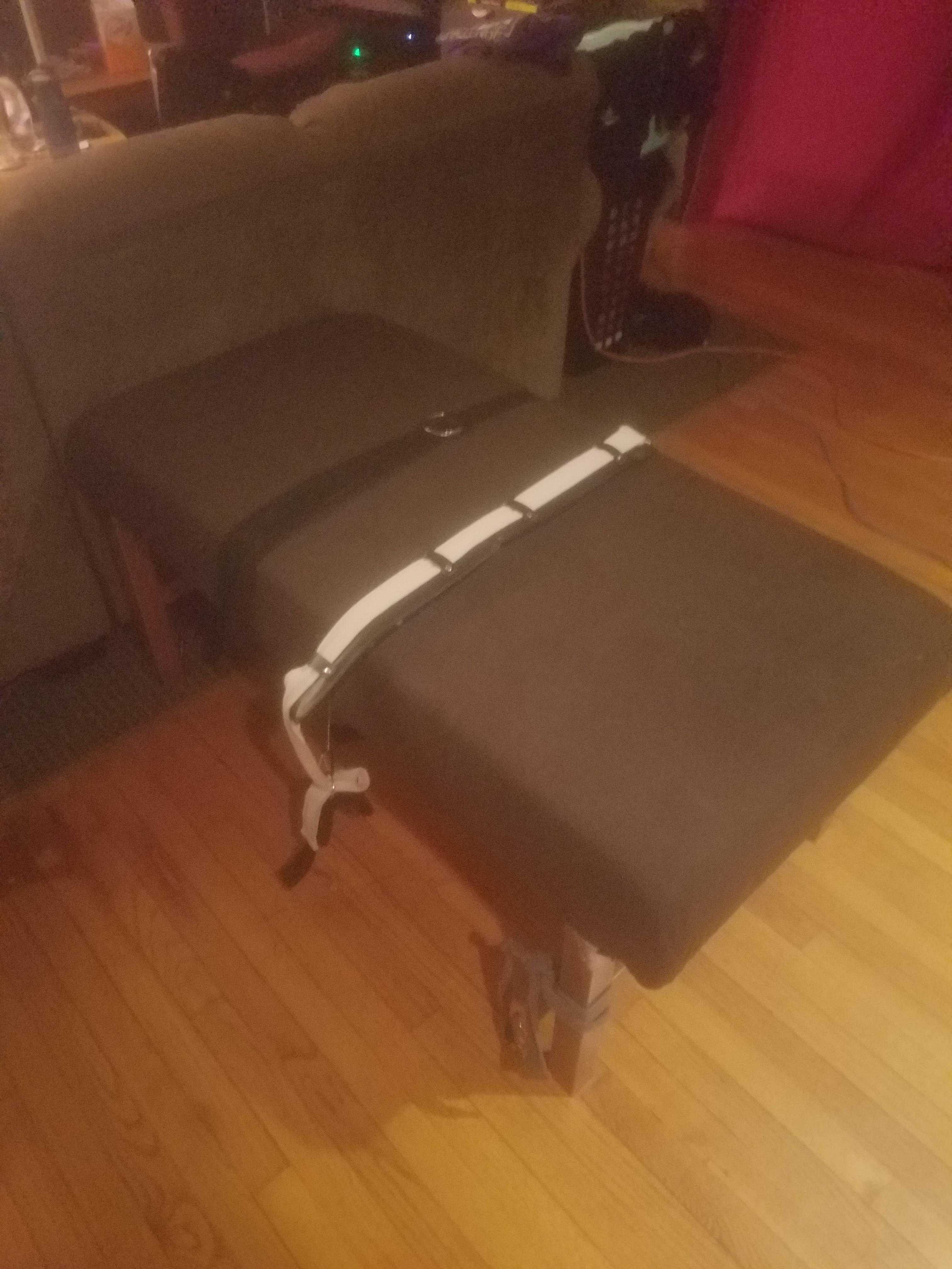 Fuck Bench!! Had a really sturdy coffee table in my basement I just upholster it and added some tie down points. Super excited to tie down and fuck my goddess tonight.