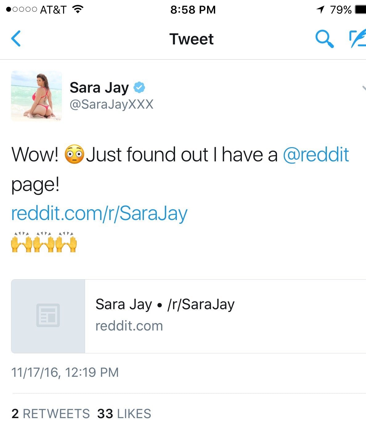 So Sara Jay just acknowledged us.
