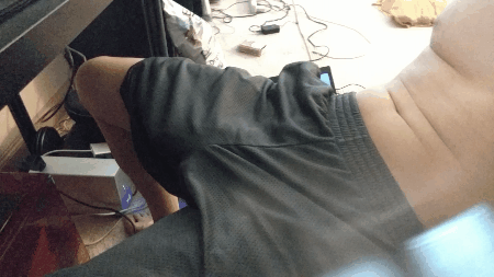 Flexing my Korean cock in my shorts