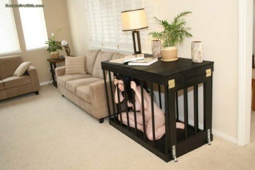 Double usage, both cage and a good table (can't forget the prize in the cage of course)