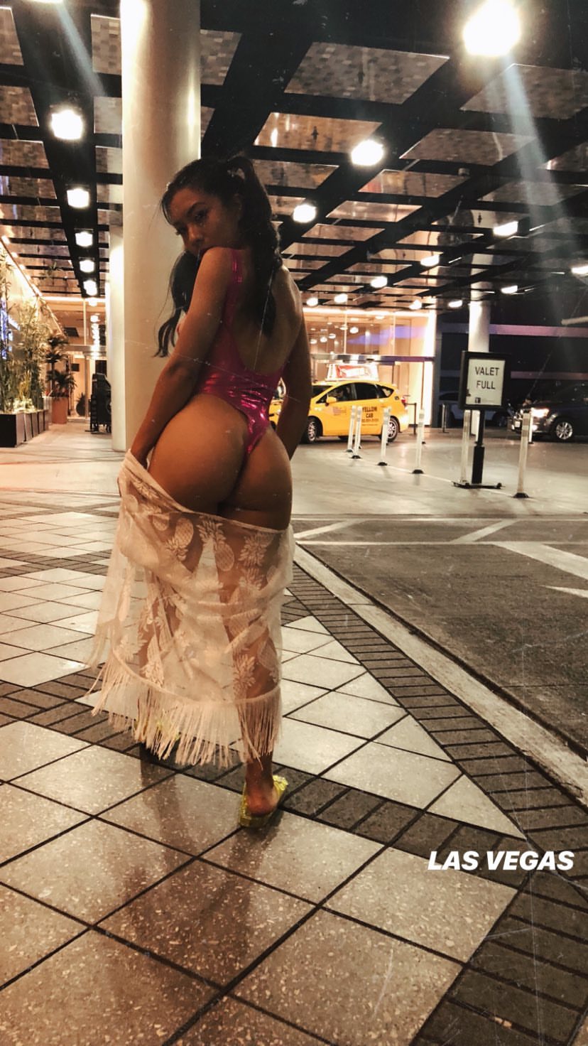 Maleah Quan, in a thong, on a Vegas street. You're welcome.