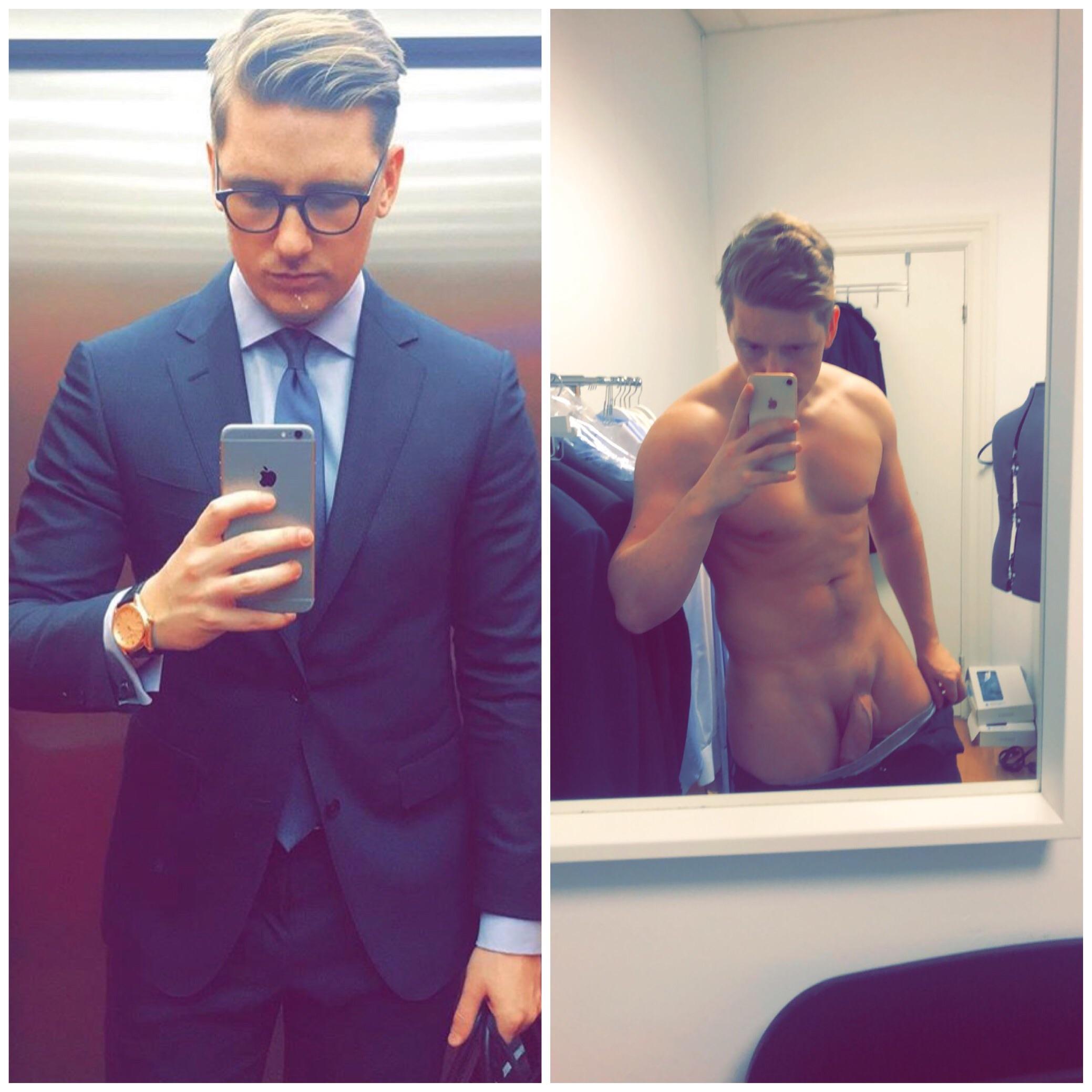 Me at work vs me not at work! Anyone but me who loves a good suit?;) PMs welcome (face in comment)