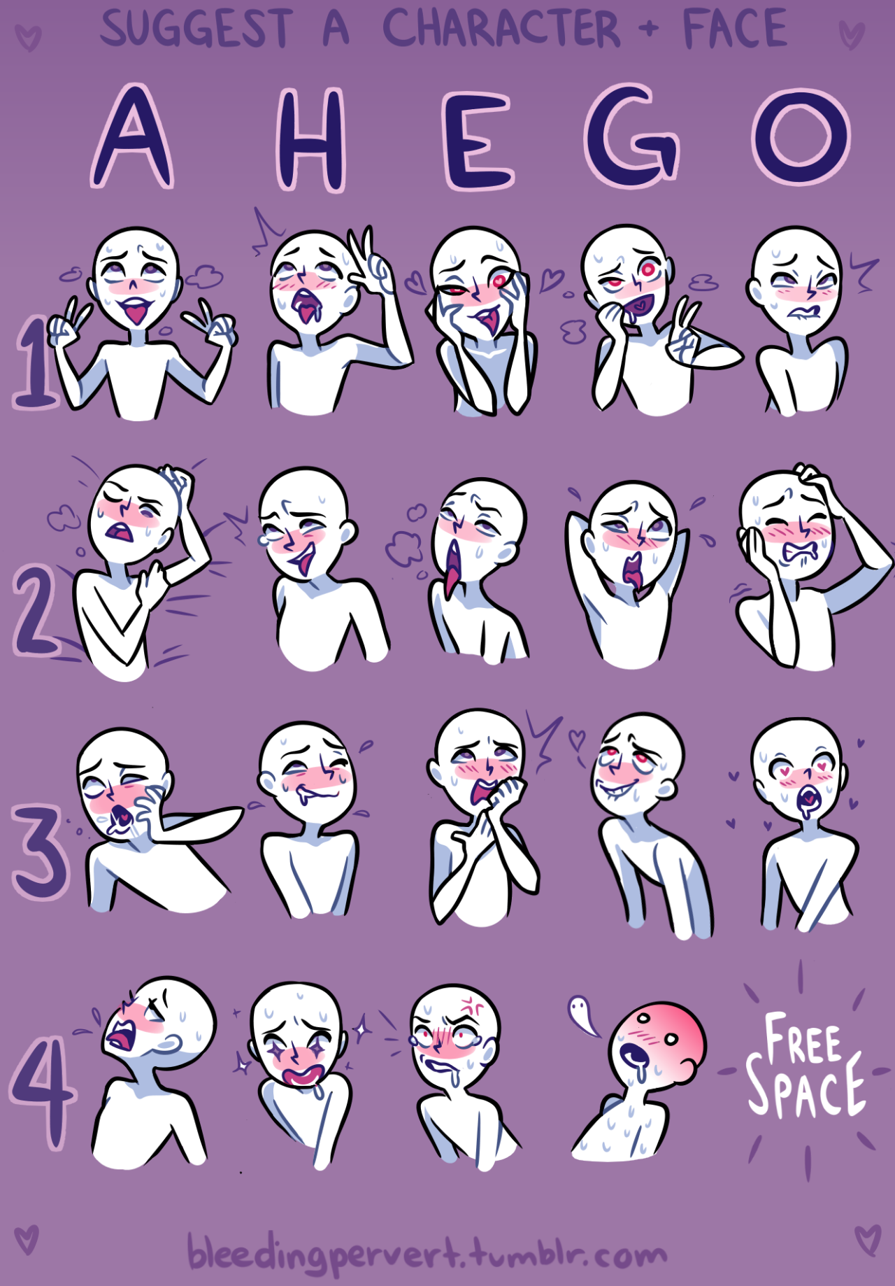 Ahegao reference chart, which is your favorite? [Bleeding Pervert]
