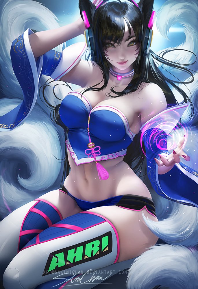 Ahri D.vafied by sakimichan