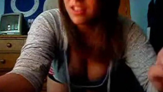 College girl get it from behind wile making faces on cam