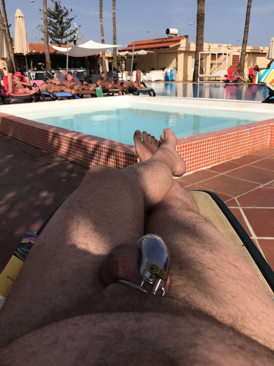 public chastity by the pool