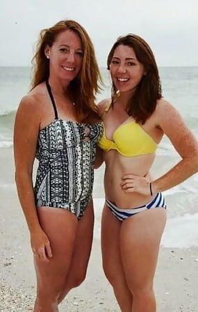 Bikini Mom and daughter looking good together