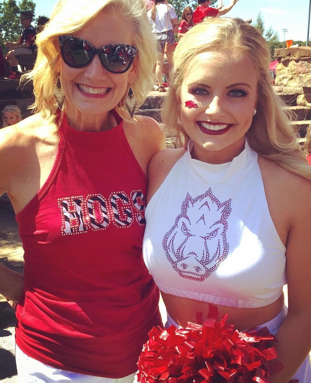 Mom and cheerleader daughter