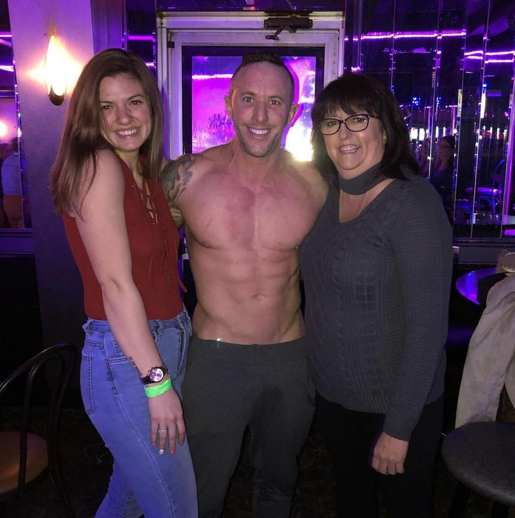 Mother and daughter with male stripper 