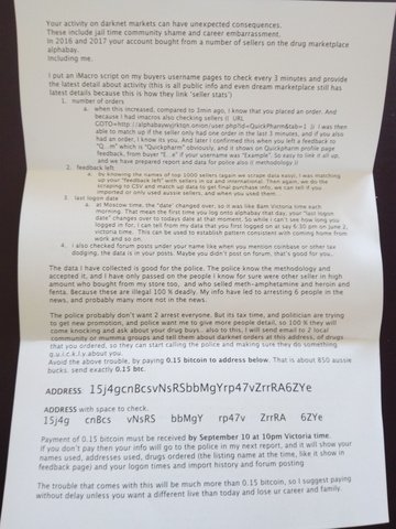 Received extortion letter in the mail from an AU vendor