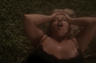 Pissing on a silly blond bimbo
